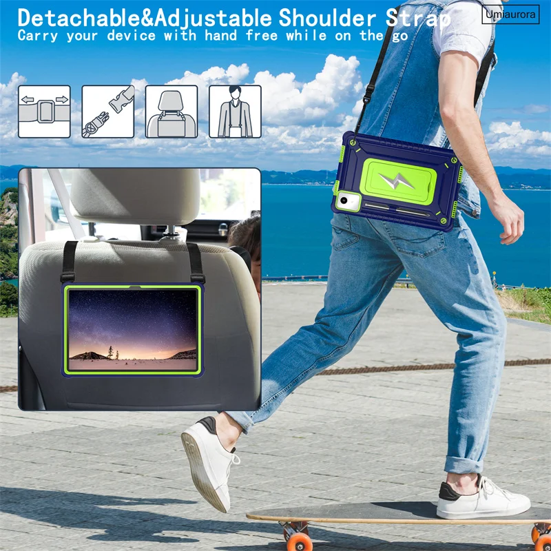 

For Lenovo Idea Tab M11 11" Xiaoxin Pad 11 inch 2025 TB336FU TB336ZU TB330FU Shockproof Tablet Case Kickstand Strap Armor Funda