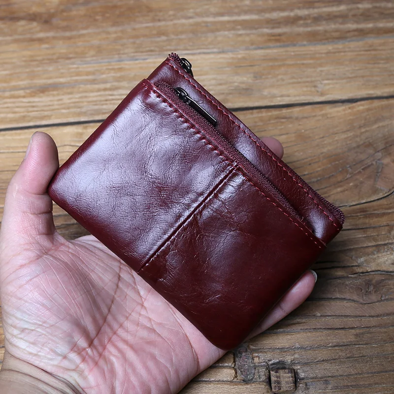 NZPJ Vintage Echtes Leder Herren Null Brieftasche Natürliches Rindsleder Reißverschluss Schlüsseltasche Damen Bankkartentasche Mini Münztasche Kartenhalter – Detail 18