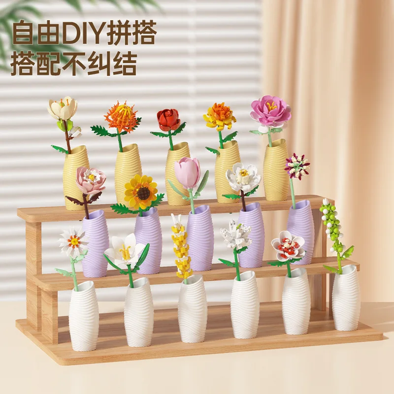 

Flower Bouquet Mini Building Blocks Flowers Kit 3D DIY Creative Micro Bricks for Home Decor Girl Birthday Gift Adults Kids Toys