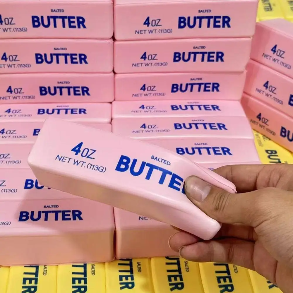 PU Soft Slow Rebound Butter Stick Squishy Toy Fake Food Model Bread Butter Stress Relief Gadget