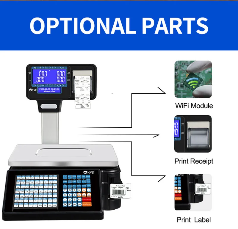 New Electronic Digital Scale Bench Scale With Wifi Label Barcode Receipt Printing Supermarket Weighting Price Computing Scales