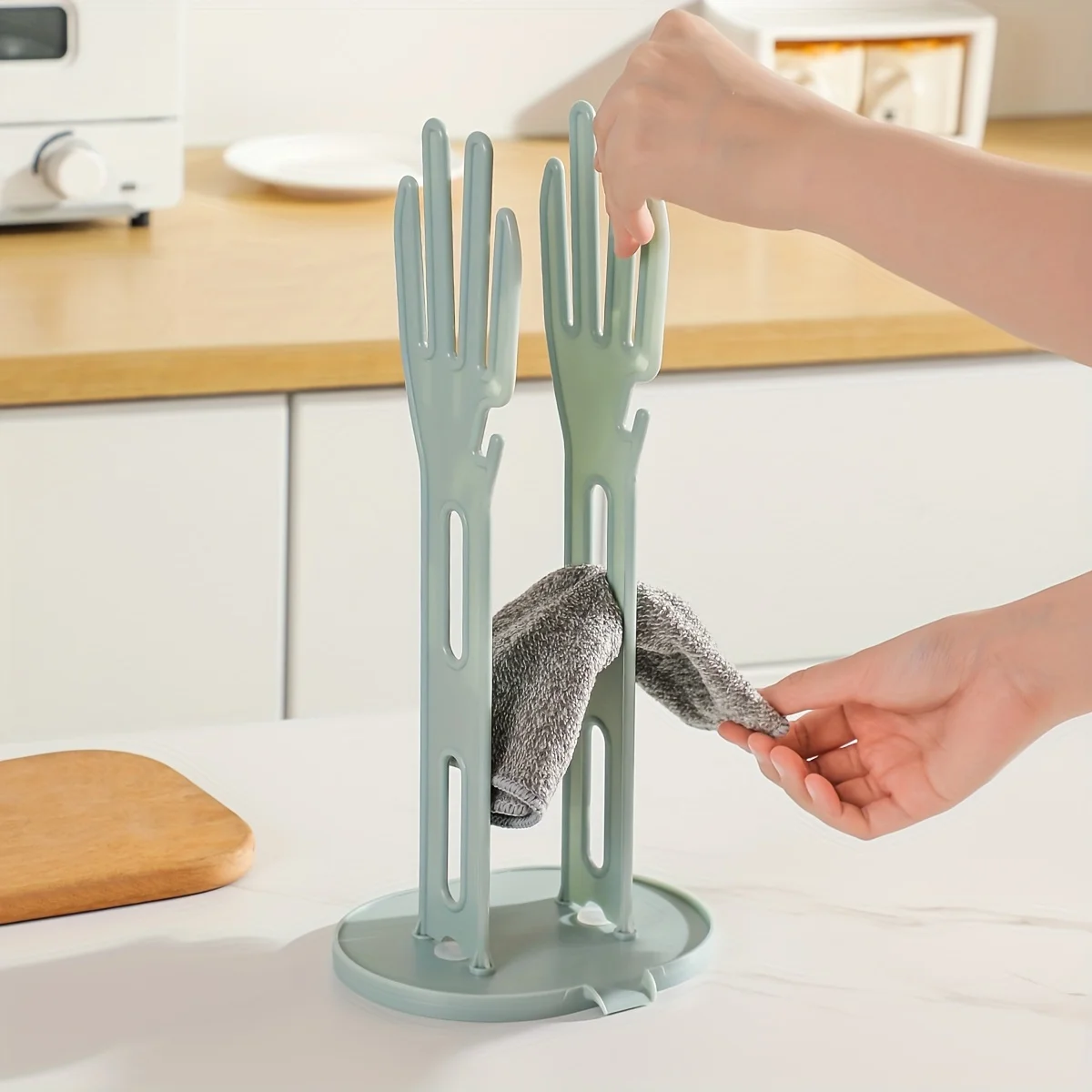 

1PC Detachable Glove Drying Rack With Suction Cup Base Kitchen Sink Countertop Storage Rack Household Cleaning Cloth Rack