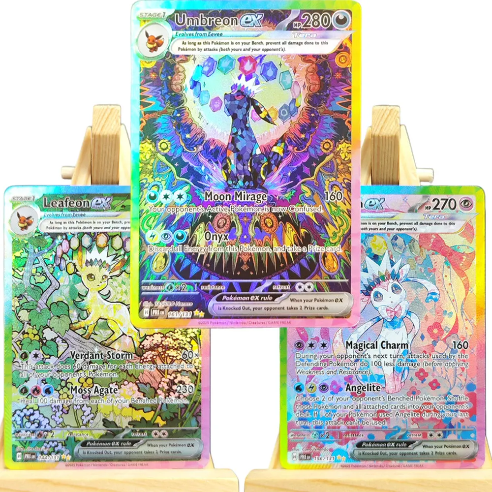 

9 стилей DIY PTCG PRE EN UMBREON EEVEE Leafeon Sylveon Espeon Flareon ex 161/131коллекционные коллекционные карточные игры