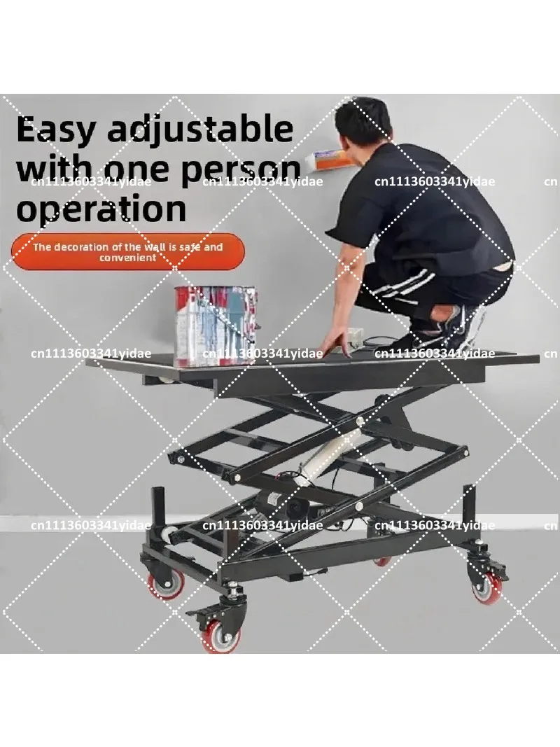 Folding Mobile Electric Lifting Stool, Pedal Lifting Platform for Interior Tiling Construction
