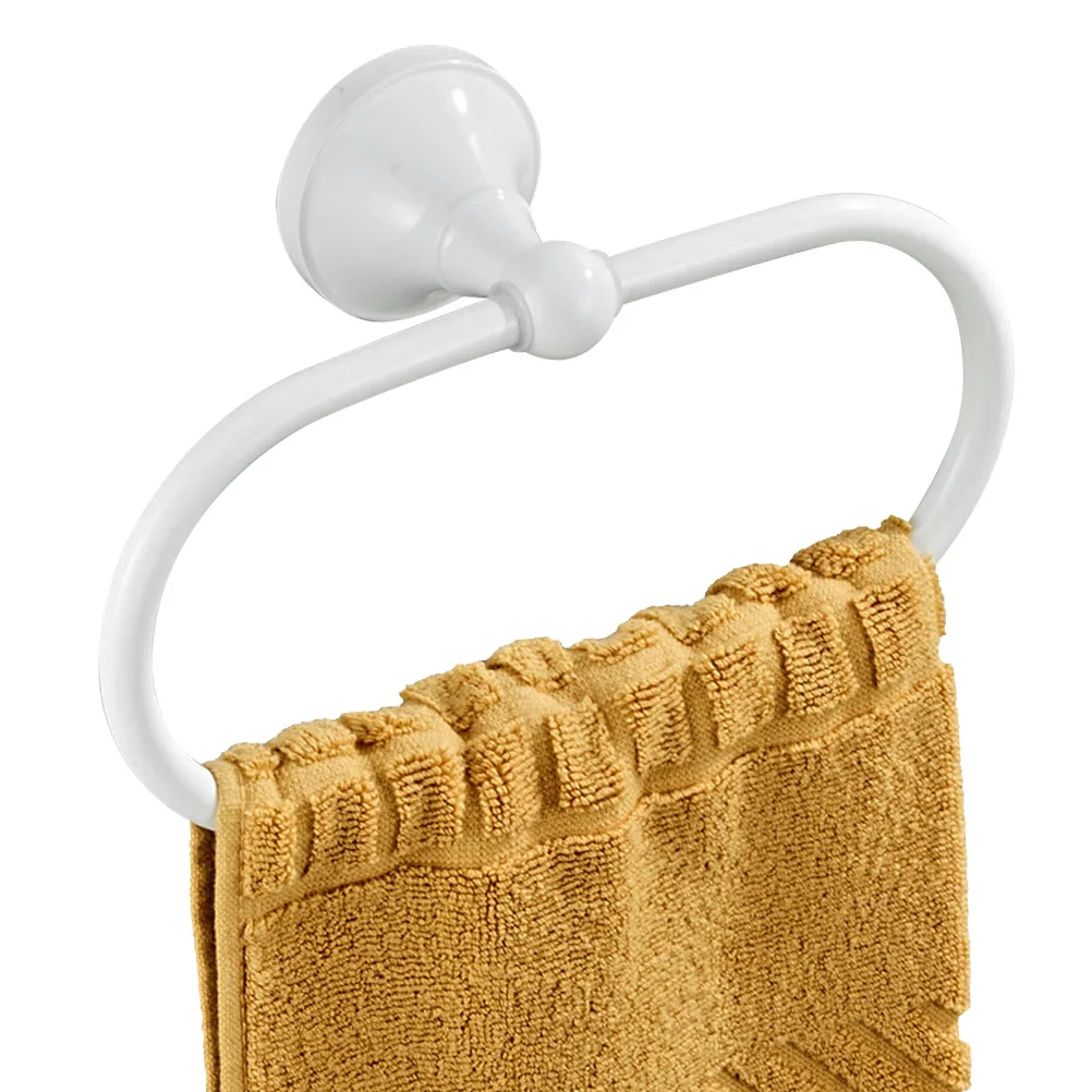 

Wall Mount Towel Ring Bathroom Home White Shelf Thick Copper Durable Rust Proof Modern Easy Installation Space Saving Kitchen