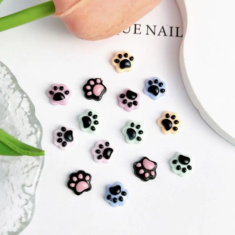 50PCS Luminous Cute Cat Claws Nail Charms Colorful Mini Claws Resin Nail Art Decorations DIY Hairpin Manicure Accessories