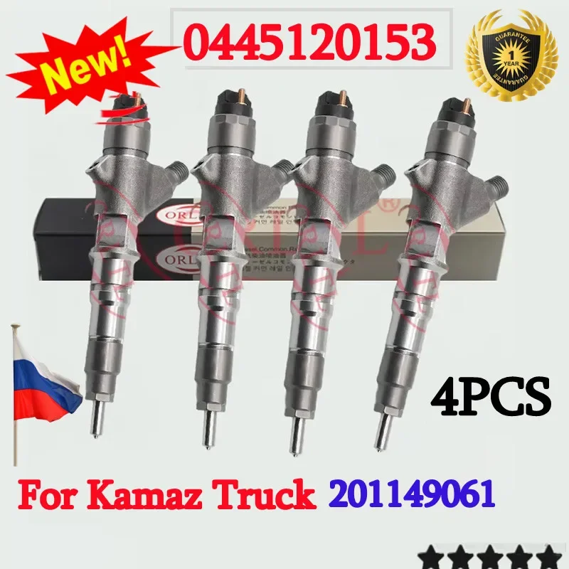 

4PCS 0445120153 Diesel Fuel Injector Nozzle 201149061 For KAMAZ 0445 120 153 Common Rail Injector
