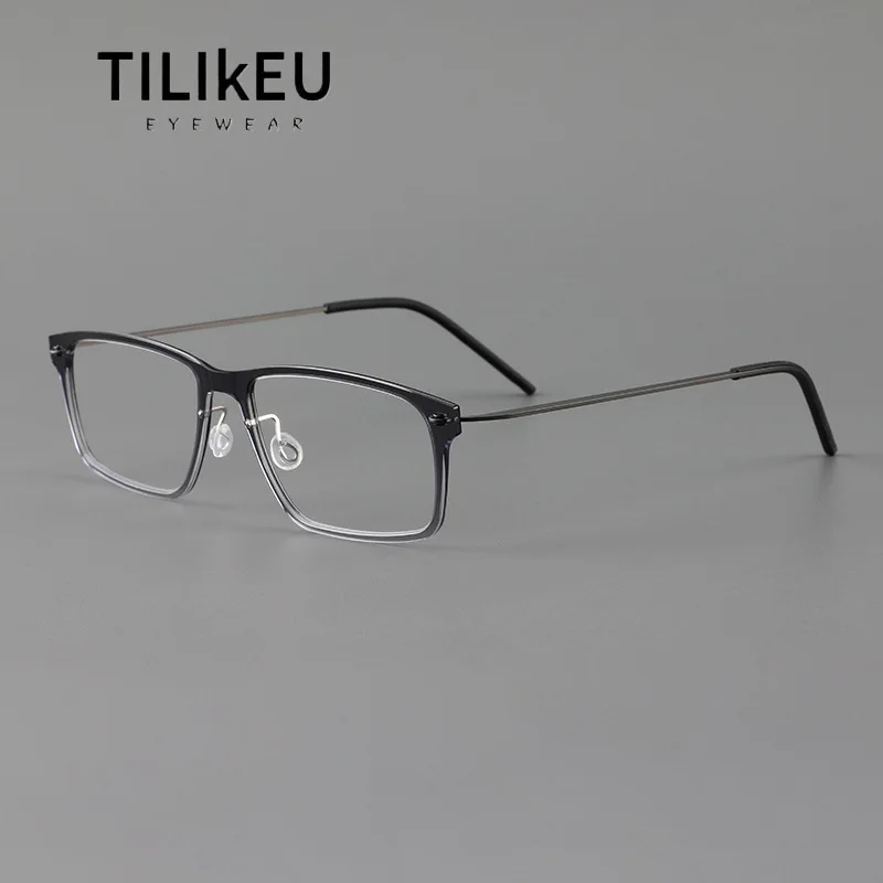 

Denmark Ultra-Light 6.1g Pure Titanium Nylon Business Square Glasses Frame Men Retro Full-Rim Screwless Eyeglasses Eyewear Gafas