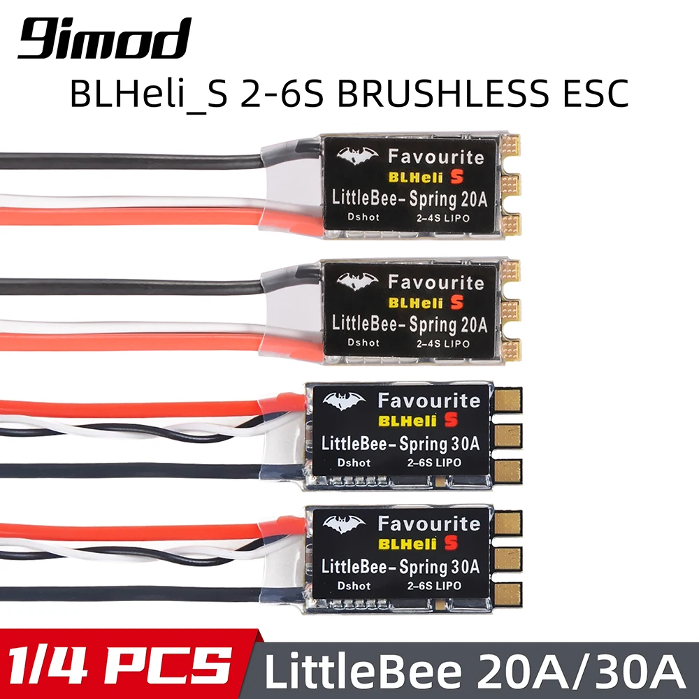 9IMOD Favourite FVT LittleBee 20A/30A ESC BLHeli_S OPTO 2-6S Brushless Speed Controller Supports Mulitshot DSHOT for RC FPV