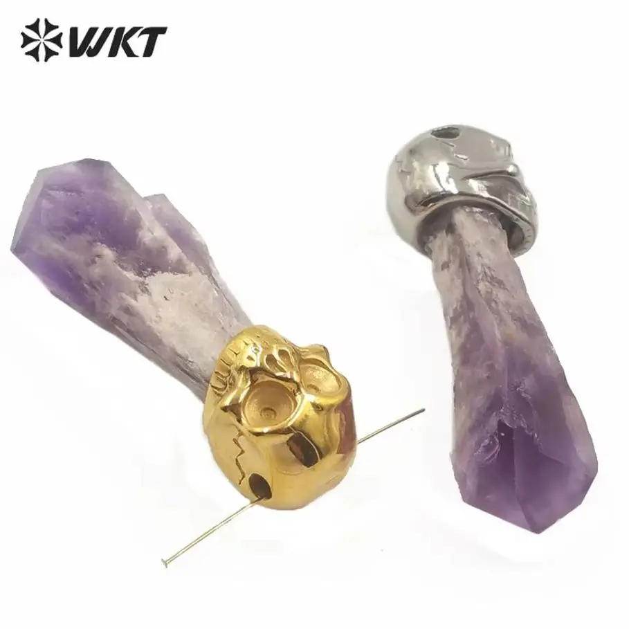 WT-P1533 WKT Natural Stone Pendant Gold Electroplated Skeleton Shape With Crystal Pendant Women Fashion Pendant Jewerly Finding
