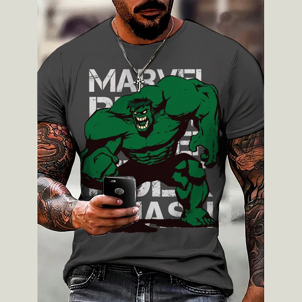تي شيرت Marvel Fashion بأكمام قصيرة كاجوال رياضي بنمط Hulk مطبوع ثلاثي الأبعاد ملابس رجالية من Street Hulk #3