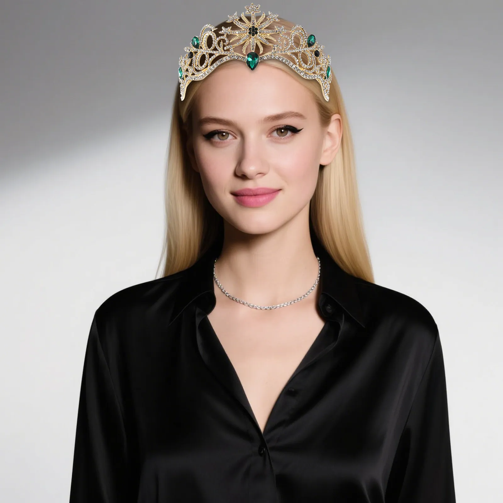 Bridal Crown Wedding Tiara Romantic Rhinestone Headband Bride Hair Accessories Prom Birthday Party Sparkling Headpiece