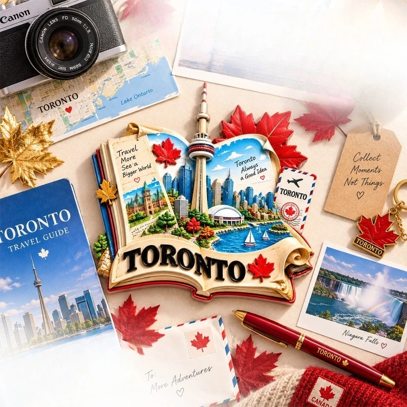 Toronto Maple Leaf Landmark Fridge Magnet - Modern 3D Canadian Souvenir Unique North American Gift for Travel & Urban Decor