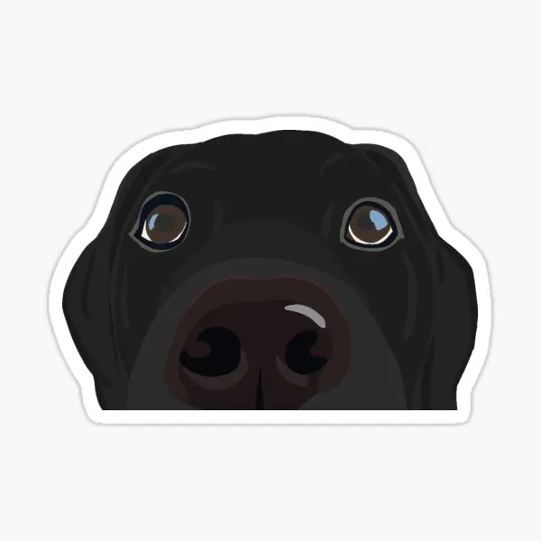 Curious Black Lab Puppy  5PCS Stickers for Wall Kid Luggage Window Anime Background Car Cartoon Print Living Room Stickers