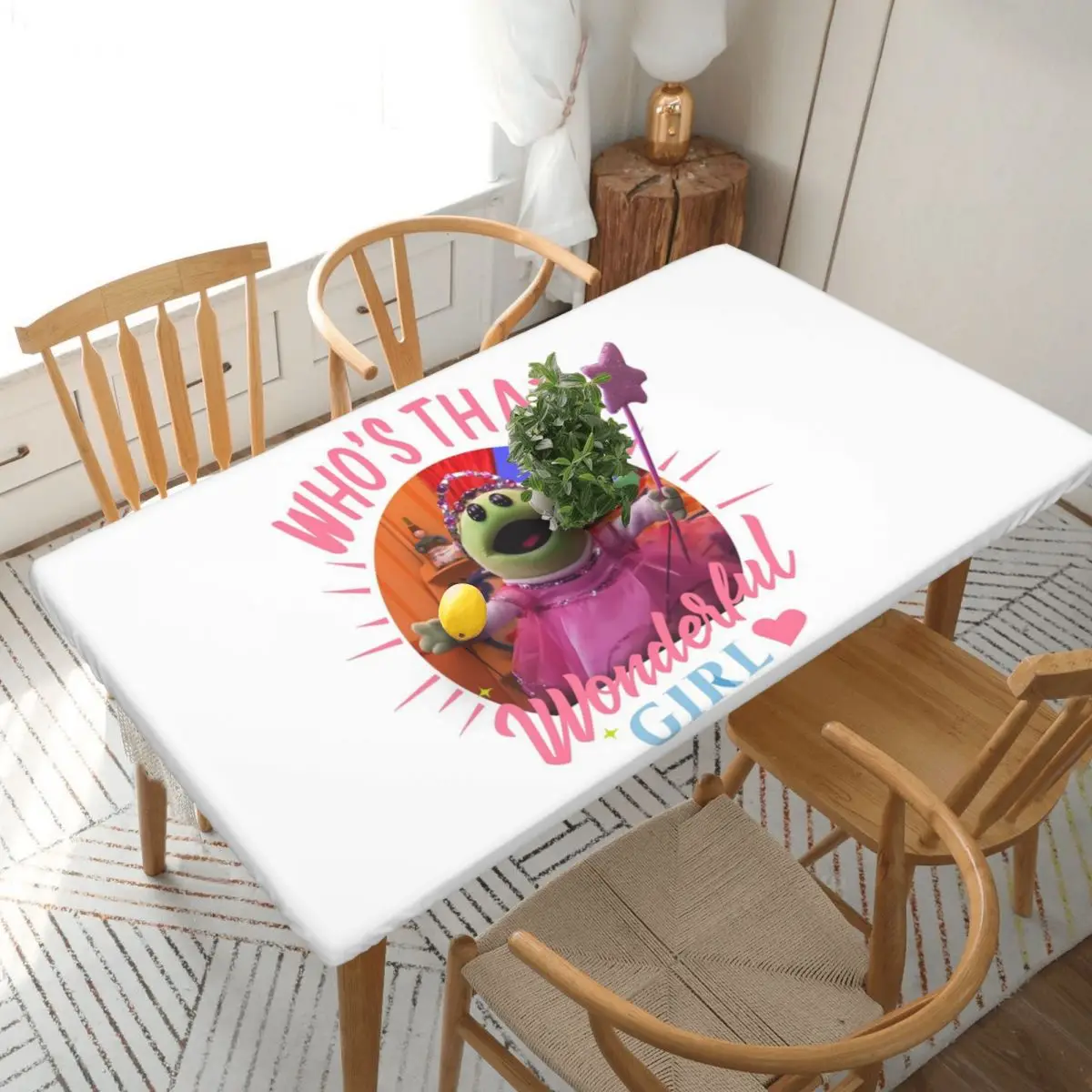 Nanalan Who's That Wonderful Girl Customized Rectangular Tablecloth Oilproof Table Cover for Dining Events Table Cloth