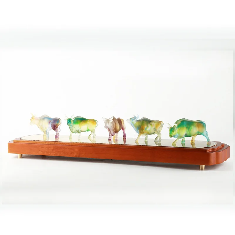 Nafu Year of the Ox is auspicious, ancient method glazed ornament, housewarming, commercial gift, ox-shaped tabletop ornament