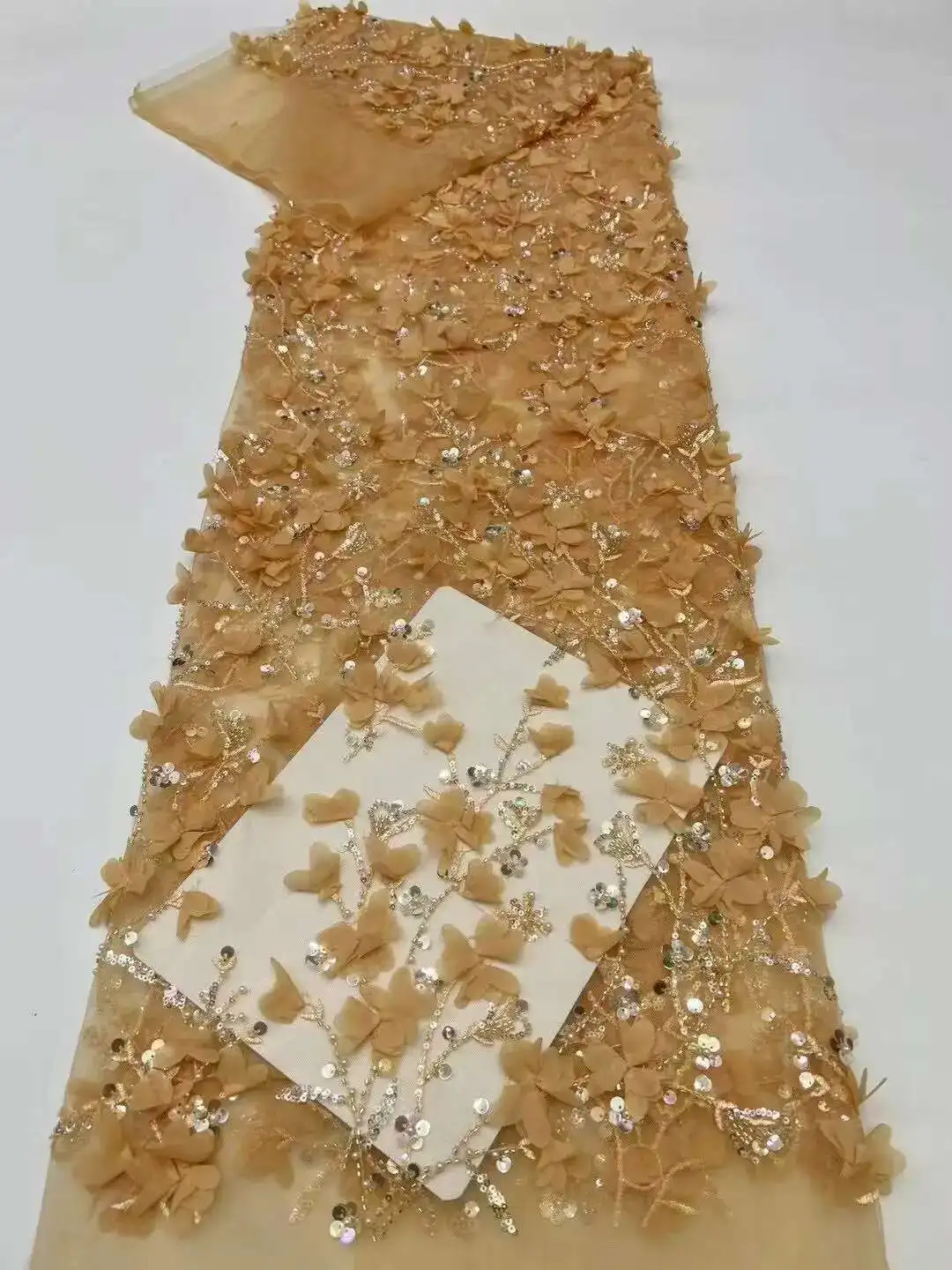 

African Net Lace Fabric 5 Yards High Quality 2025 Luxury French Nigerian Sequins Mesh Tulle Lace Fabric for Women Dress
