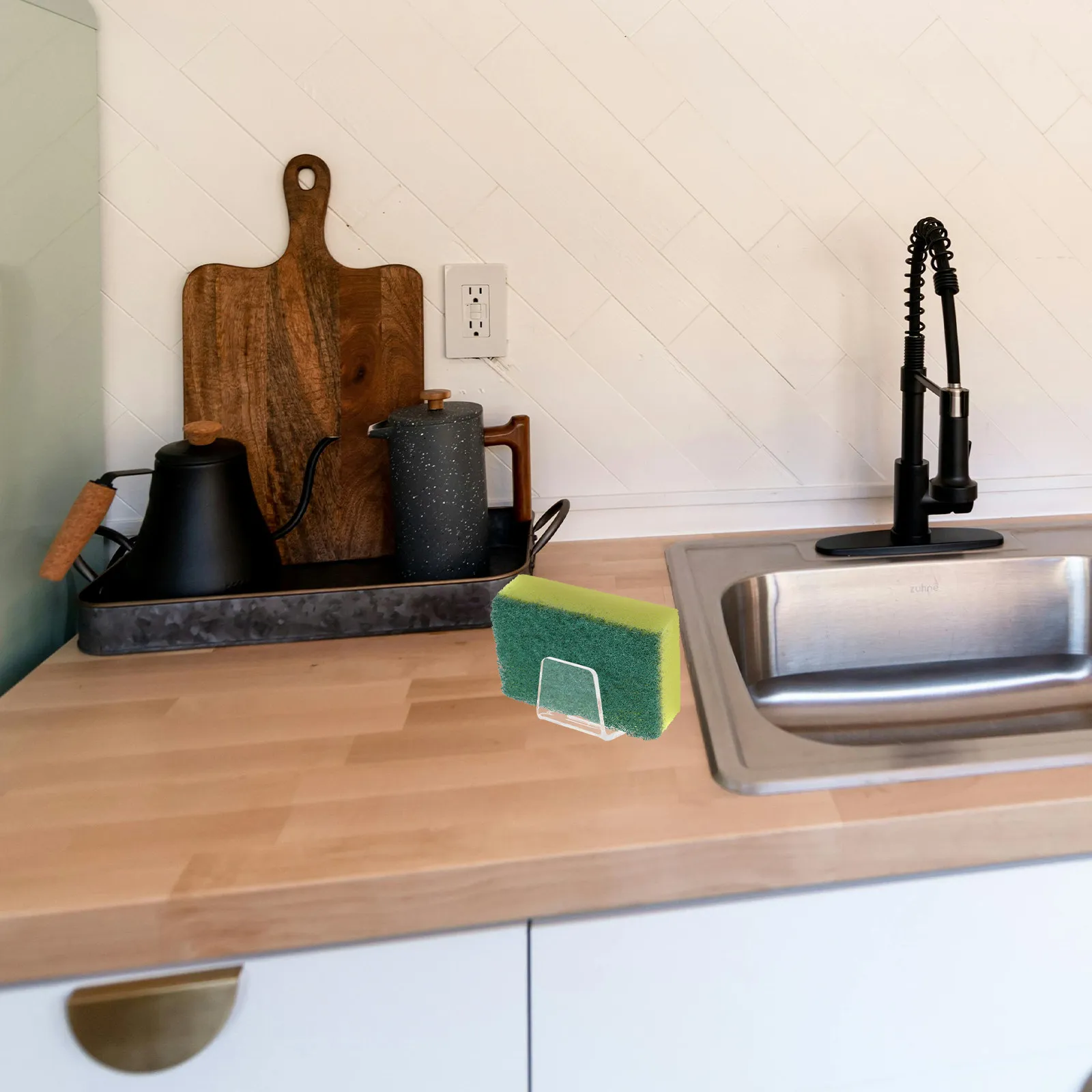 

2Pcs Kitchen Sink Sponge Holder Acrylic Multipurpose Dish Rack for Dishcloths Easy Installation Kitchen Things