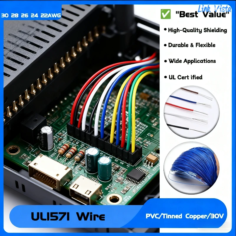 

Electronic Hook Up Wire 32-16AWG UL1571 Approved Tinned Copper PVC Cord for Flexible LED Lighting DIY and Automotive Use