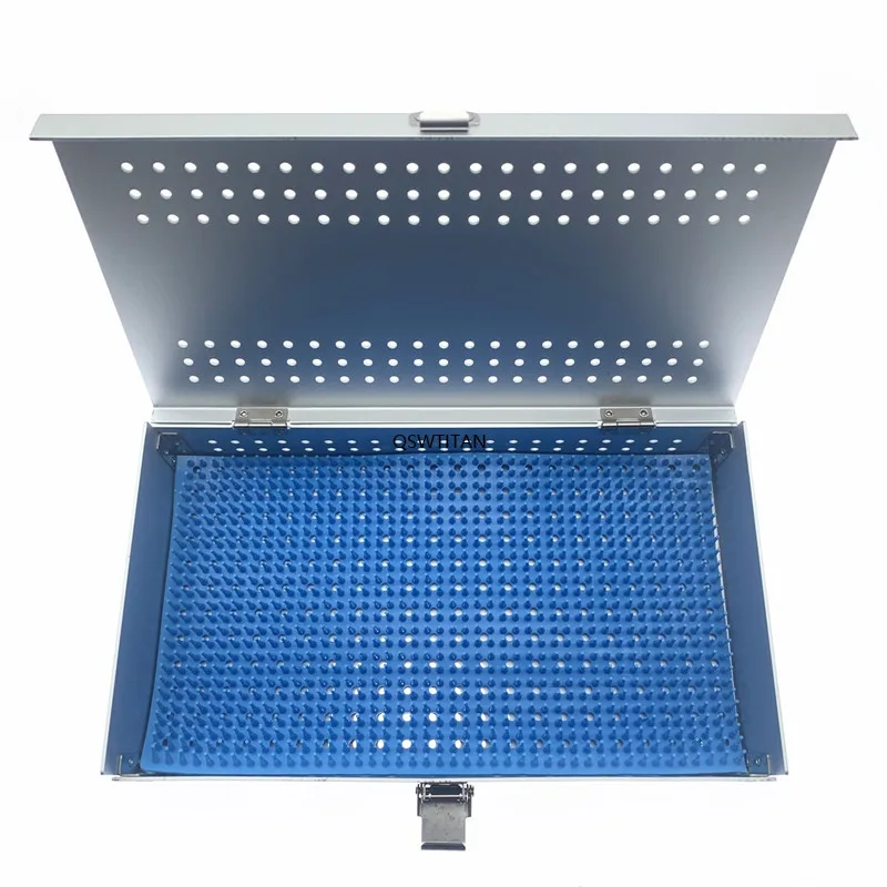 Caixa de esterilização de liga de alumínio, Tray Disinfection Case, Dental Ophthalmic Surgical Instruments, 1Pc