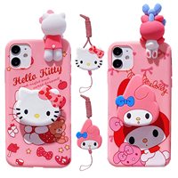 For Vivo Y15s Y17s Y15A Y76 Y35 Y22 Y16 Y02s Y78 Y27 V25 V25Pro V27 Y28 Y38 V30E Hello Kitty Melody Case With Holder Rope