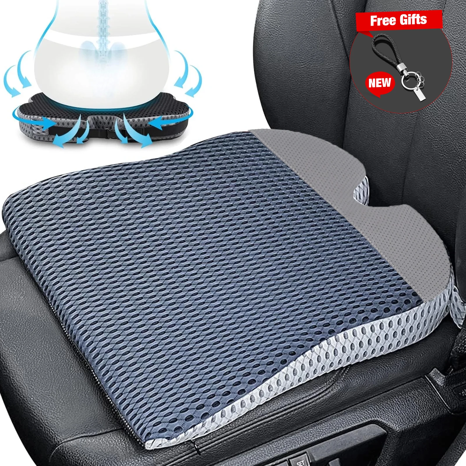 Car Wedge Seat Cushion Comfort Car Driver Seat Orthopedic Support Pain Relief Office Chair Wheelchair Memory Foam Seat Cushion