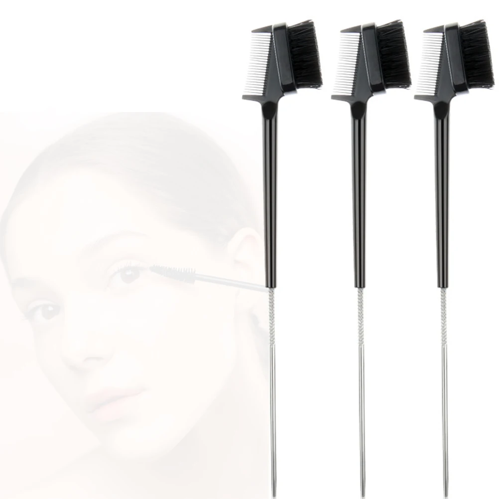 2Pcs Eyebrow Eyelash Brush Dual Purpose Black Tool Portable Brow Comb Mascara Brush Multifunctional Makeup Tool