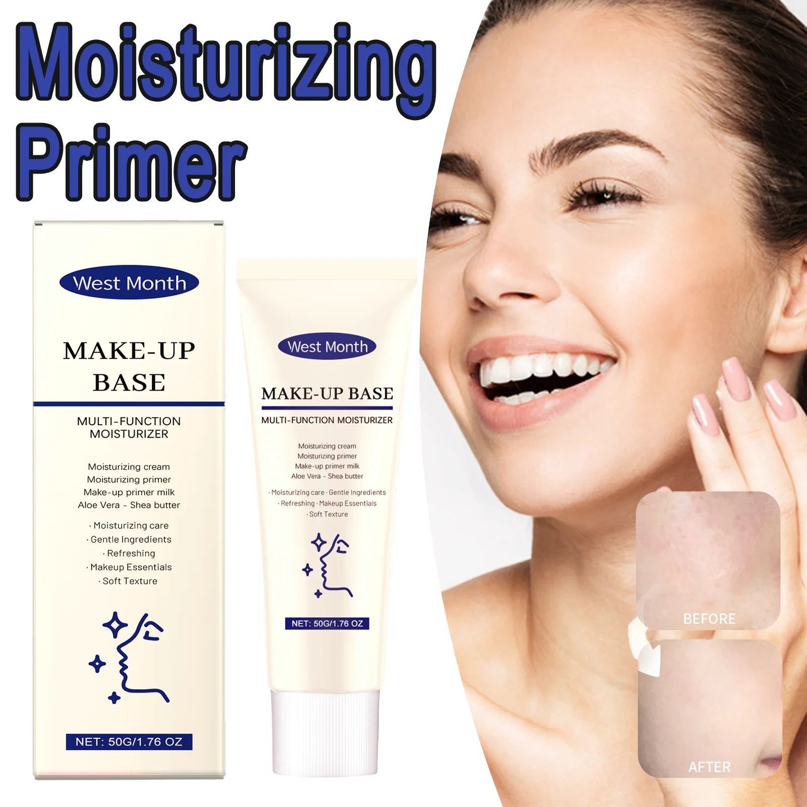 WEST MONTH 50g apprêt hydratant hydratant en profondeur apaise la peau améliore le teint inégal éclaircit uniformément le teint de la peau