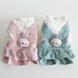 Pet Fleece Coat Cute Rabbit Velvet Strap Skirt Autumn Winter Cat Clothing Pet Clothes Dog Clothes Puppy Clothes Dog Accessories