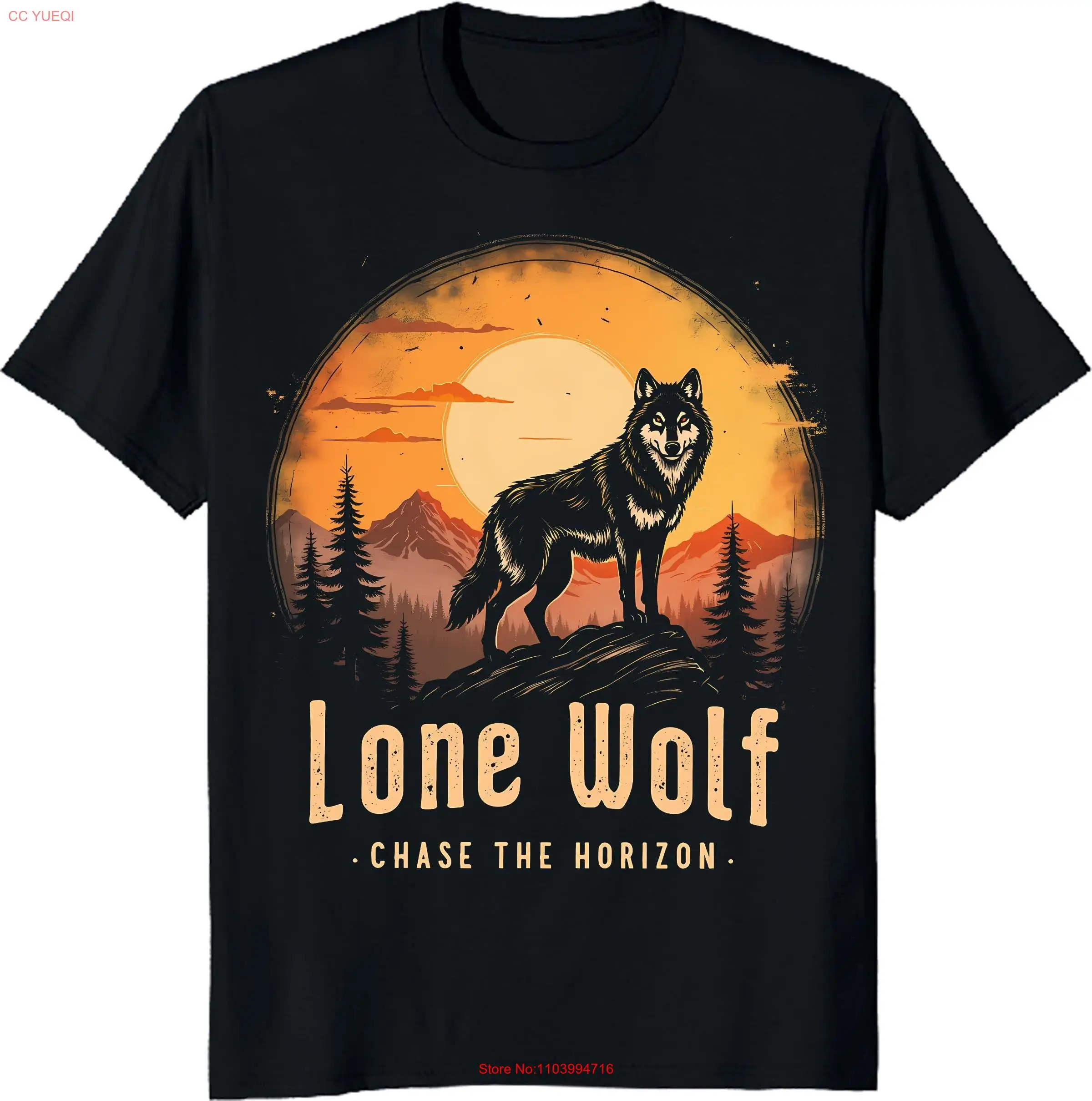 Line Wolf T Shirt Wildlife Nature Lover for Hikers Apparel long or short sleeves