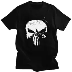 Men's Superhero T Shirt Short Sleeved Cotton Tshirt Trendy T-shirt Designer Punisher Skull Tee Tops Slim Fit Apparel