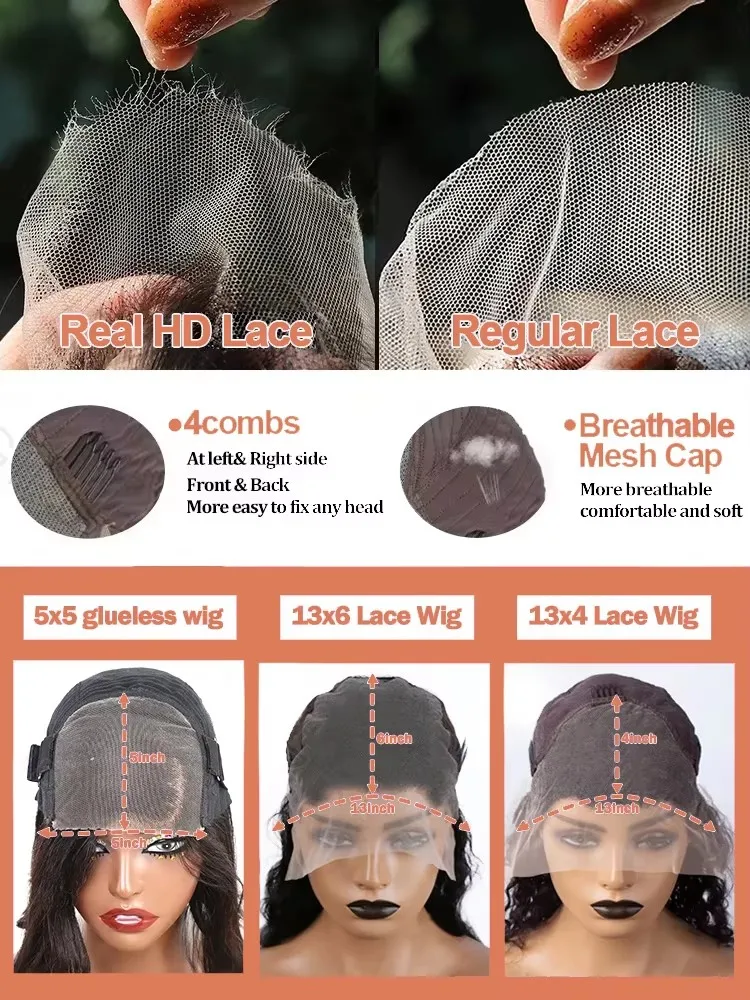 วิกผมตรงแบบ Bone Straight ขนาด 30-40 นิ้ว ความหนาแน่น 180%  พร้อมเชือกผูก HD Lace Frontal ขนาด 13x6 และ 13x4 แบบโปร่งใส  ถอนขนแล้ว  ผมแท้ 100% สำหรับผู้หญิง