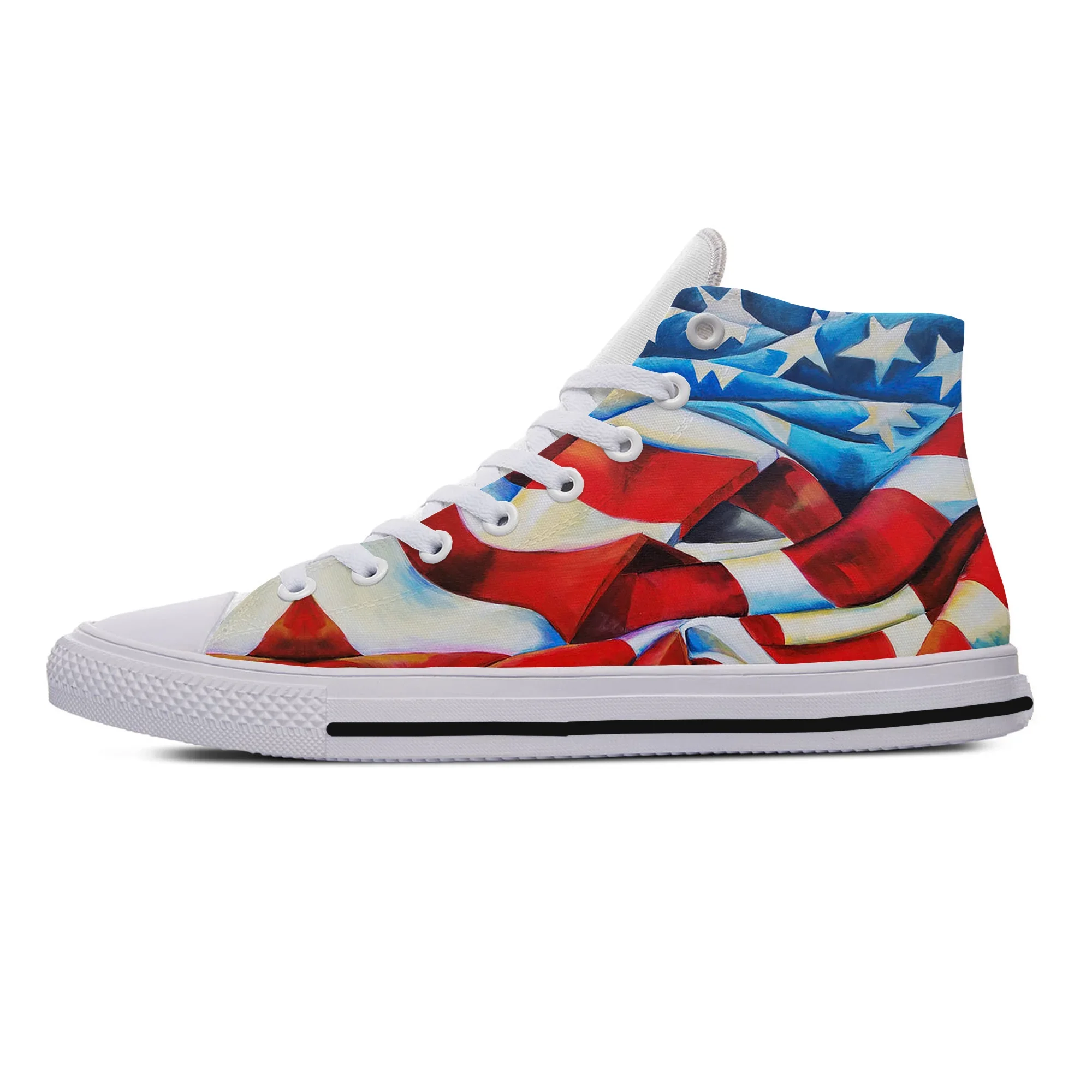 Hete Zomer Mode Vrouw Man Krachtige Amerika Ademende Sneakers Klassieke Board Schoenen Kwaliteit Hoge Hulp Usa Vlag Canvas Schoenen