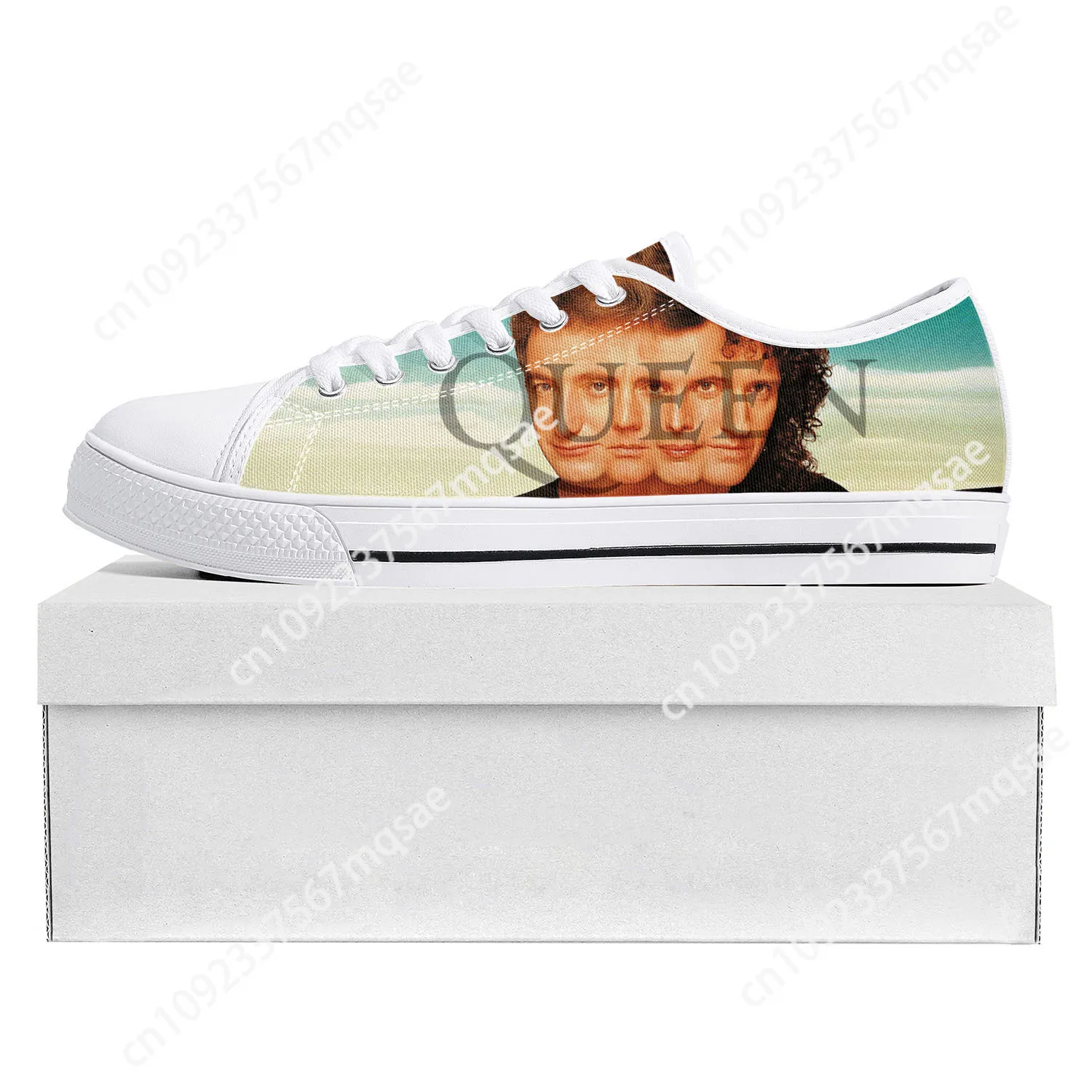 Queen Rock Band Fashion Low Top High Quality Sneakers Mens Womens Teenager Canvas Sneaker Casual Couple Shoe Custom Shoe White