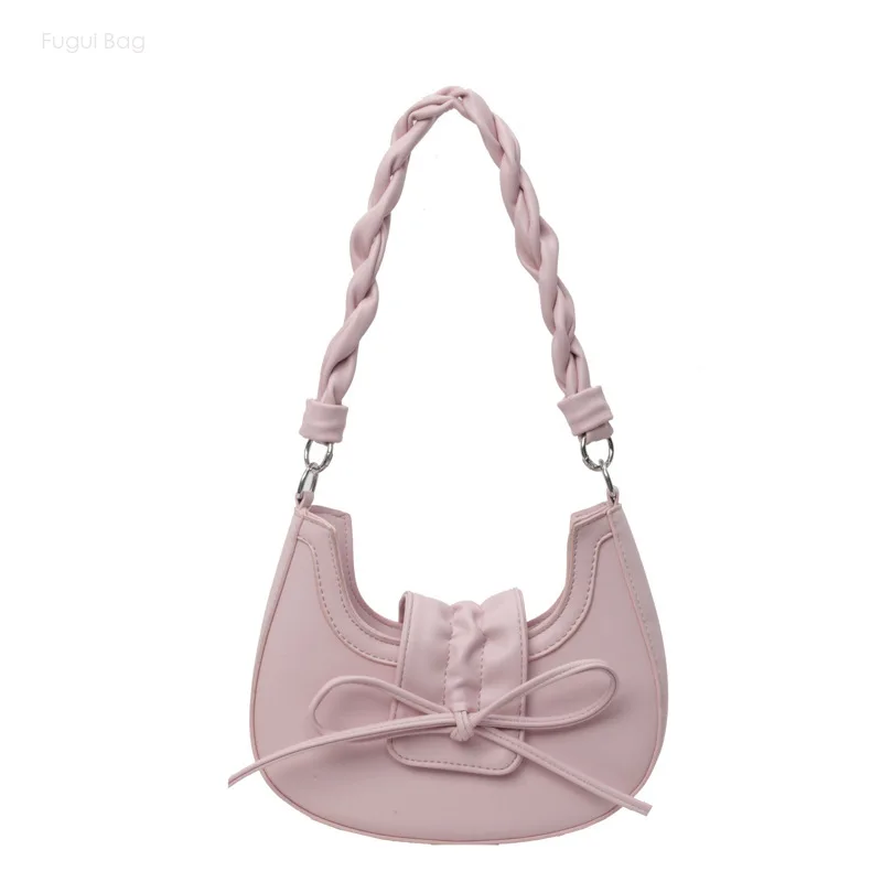 Women's One Shoulder Underarm Bag Handheld Crossbody Bag Versatile Bow Fold High End Exquisite Urban Fashion High End