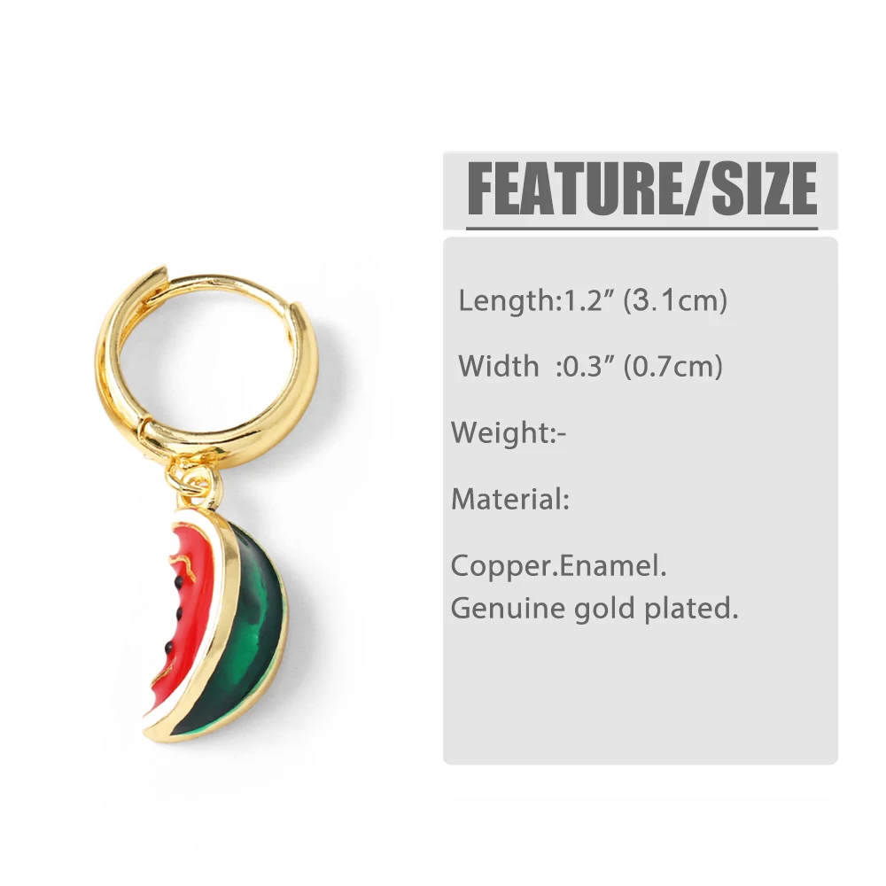 ASJEWELRY エナメルレッドチェリースイカイヤリング女性のためのゴールドメッキチリブラブライヤリングフルーツジュエリーギフト ersy53