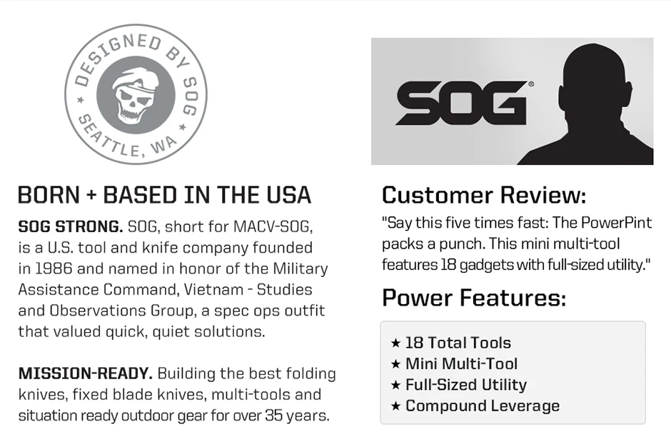SOG PowerPint 18 in 1 Faltbare Multifunktionszange EDC Mini Multifunktions-Handwerkzeug mit Taschenmesser für Heimreparaturen, DIY und Camping – Detail 3