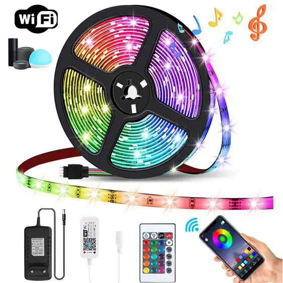 

24V LED Strip Lights Bluetooth RGB 5050 LED Light Type with App Control SMD Music Sync TV Background Lighting for Bedroom 1M-50M