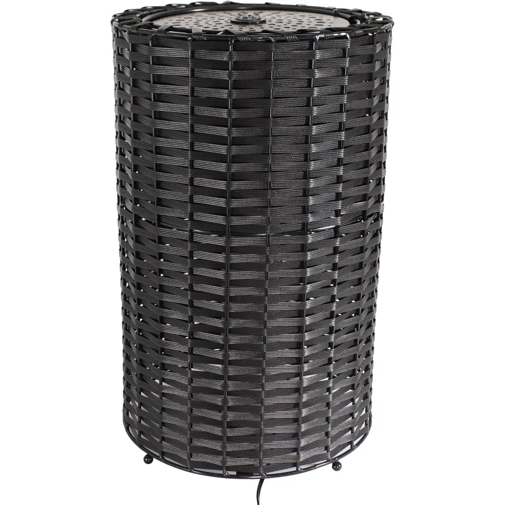 Cylinder Indoor/Outdoor Water Fountain - 20.5-Inch - with Plastic Wicker Design and LED Lights