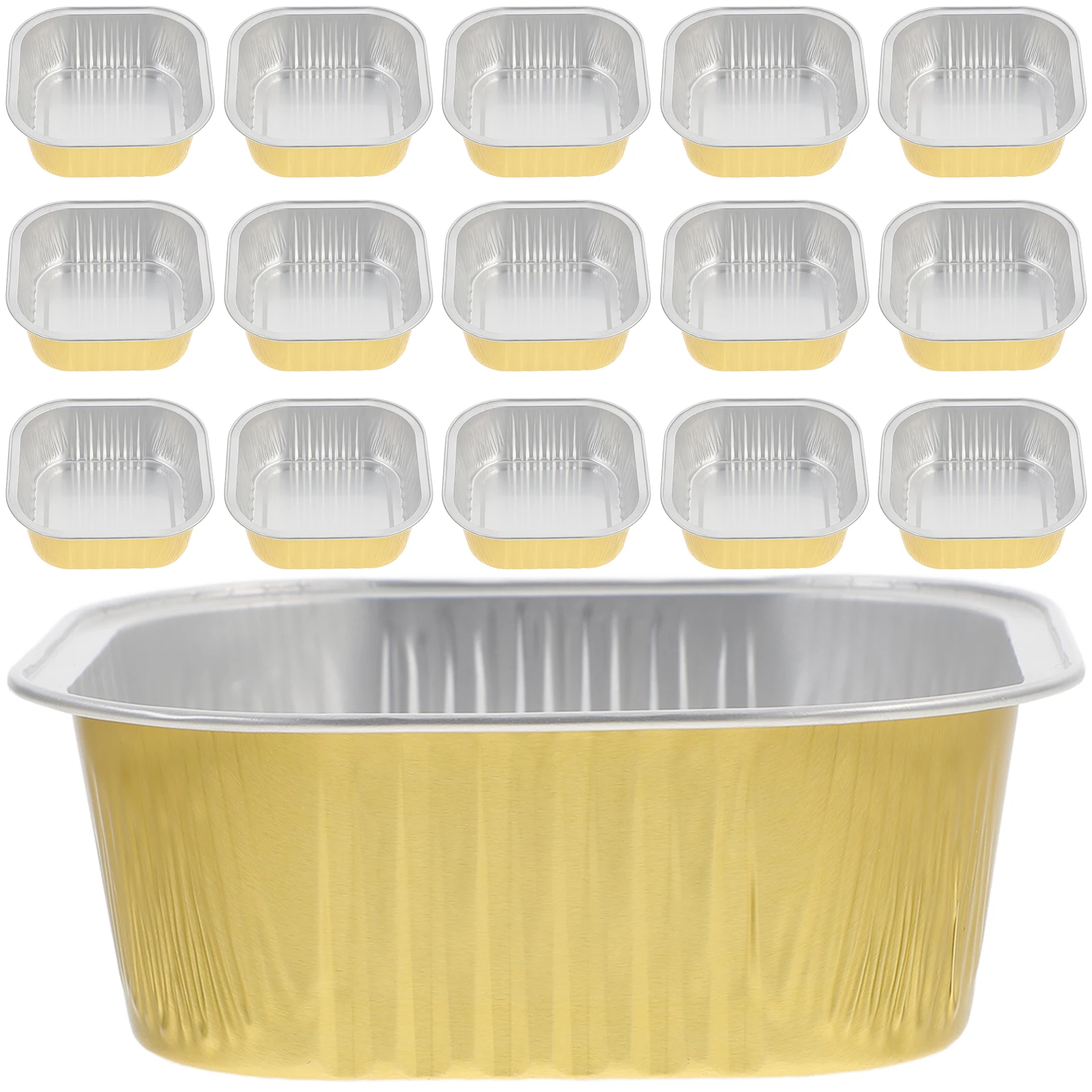 

20pcs Aluminum Foil Box Golden Tin Disposable Baking Pan BBQ 184ml-750ml Bottom Box Food Containers Kitchen Barware