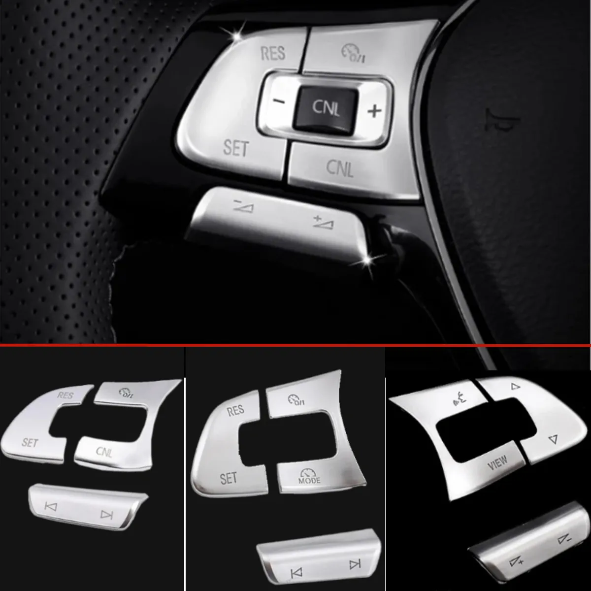 For VW Volkswagen GOLF 7 MK7 Tiguan Passat B8 Sharan 2016-19 Car Multifunctional Steering Wheel Button Key Cover Trim Stickers