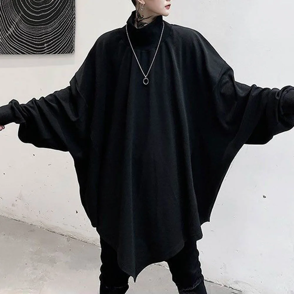 Herren Herbst Sweatshirt Fledermaus Ärmel Dark Gothic Sweatshirt Streetwear Nachtclub Bühne Leistung Mode Top Männer Kleidung 2025