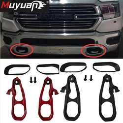 Front Bumper Tow Hitch Hook Left Right with Bezel Guard for Dodge Ram 1500 2019 2020 2021 2022 Year