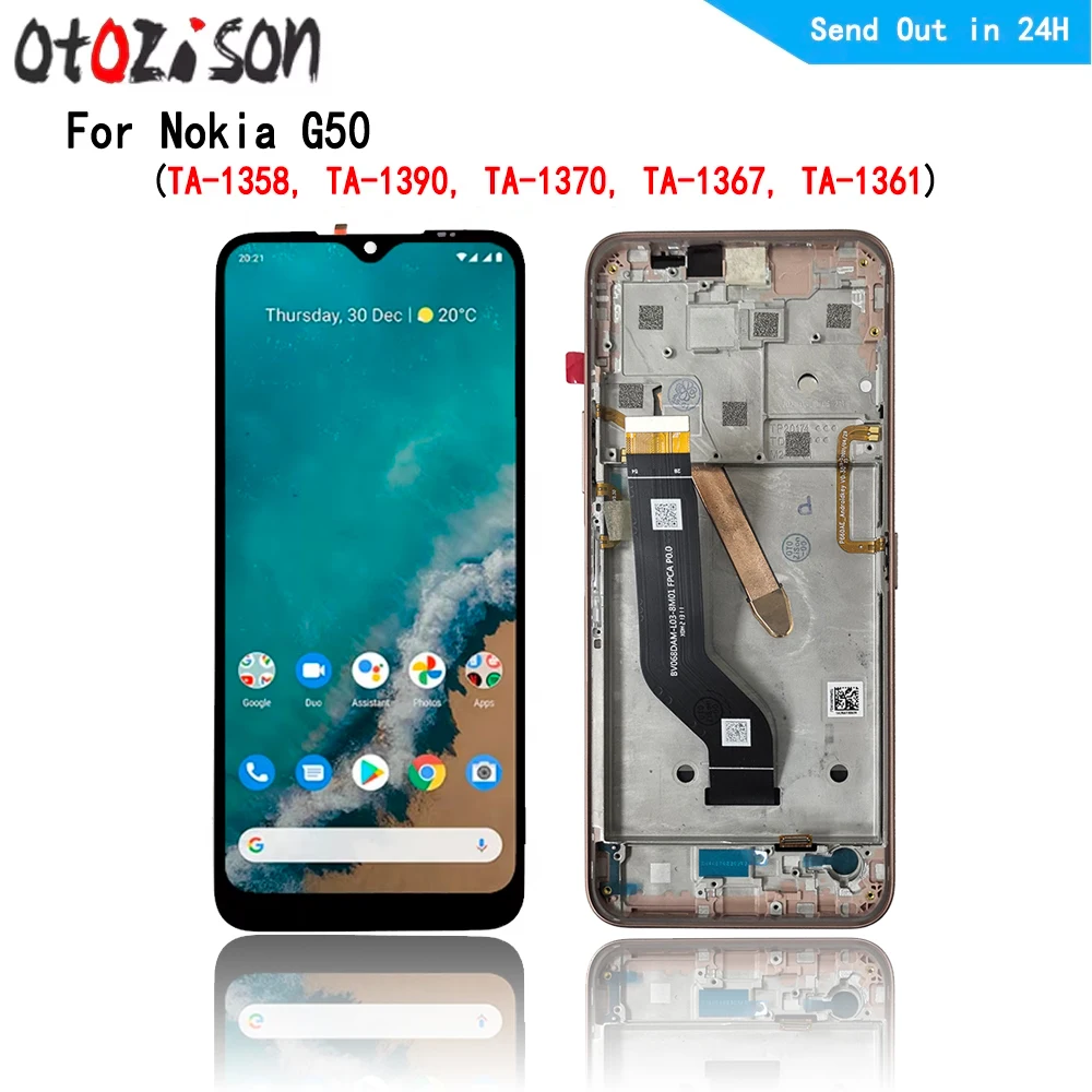 Para Nokia G50 LCD pantalla IPS de 6,82 pulgadas para Nokia G50 TA-1358 TA-1390 TA-1370 pantalla LCD Digitalizador de Panel táctil con montaje de marco