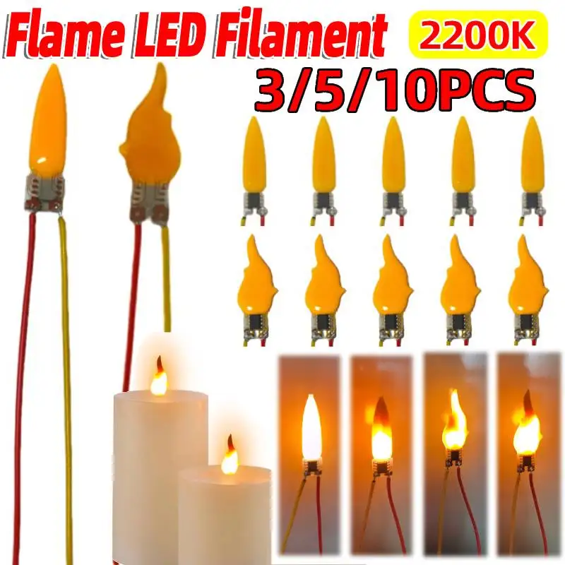 3/5/10PCS 3V Flame Effect Light Bulb Flame Effect Flash Candles Filament 2200K LED Diode for Christmas Party Decorations