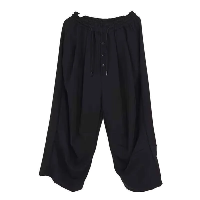 Casual Black Style New Men's Straight Pants Pants Street Wear Men's Spring And Summer Dark Mountain Style Plus-Size Runway Show