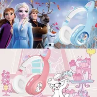 2024 Disney's new Mickey Mouse Frozen Elsa Pink Cute Cat Ear Kids Headphones LED Hi Fi Stereo Bass Music Headphones