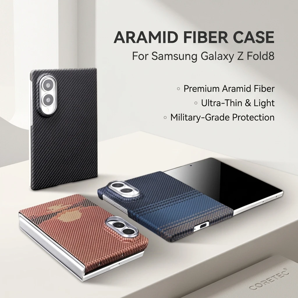 Real Genuine Aramid Fiber For Magsafe Case for Samsung Galaxy Z Fold8 ZFold 8 Ultra Thin Anti-Drop Light Cover Magnetic Holder