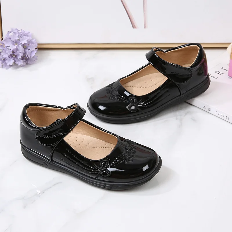 2023 Girls Black Leather Shoes Summer New Soft Black Uniform School Shoes Kids Shoes Drop Shipping Cute Children Loafers Flats