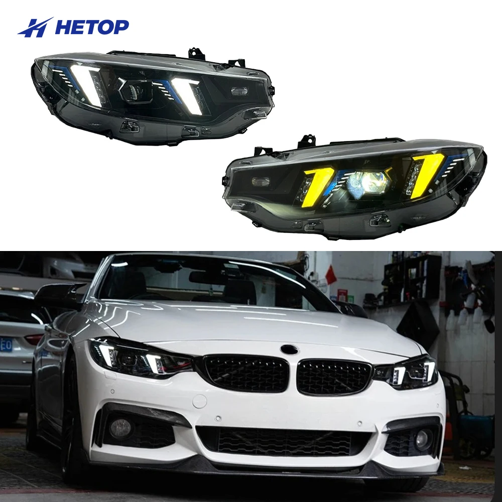 

HETOP F32 Color Snake Eye Headlights 2013-2019 Dual Plug and Play Car Lights 4 Series F80 F82 Yellow and White 435i 440i for BMW